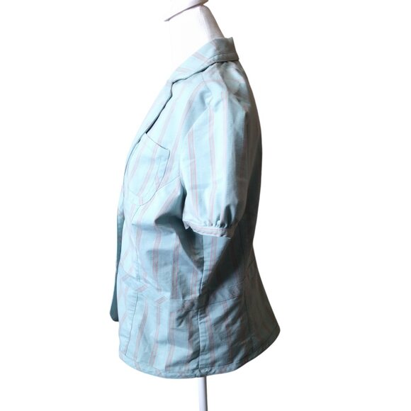 Robert Graham Women's Large Striped 3 Button Closure Top Blouse Short Sleeve - Picture 4 of 8